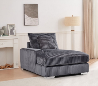 Picture of WINSTON Corduroy Modular Sectional Sofa (Grey) - Left Facing Chaise