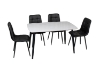 Picture of SAROTO 51" Sintered Stone Top 5PC Dining Set (Gloss White Table + 4 Charcoal Chairs)