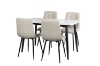 Picture of SAROTO 51" Sintered Stone Top 5PC Dining Set (Gloss White Table + 4 Creamy White Chairs)