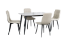 Picture of SAROTO 51" Sintered Stone Top 5PC Dining Set (Gloss White Table + 4 Creamy White Chairs)