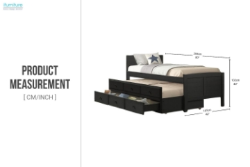 Picture of LAILA Twin Captain's Bed with Storage Trundle(Black)