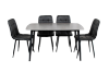 Picture of SAROTO 51" Sintered Stone Top 5PC Dining Set (Matte Grey Table + 4 Charcoal Chairs)