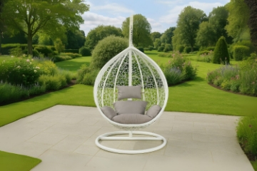 Picture of ALBURY Rattan Outdoor Hanging Egg Chair (White) 