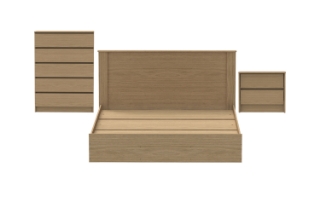 Picture of  MOOK Bedroom Combo Set in Queen Size - 3PC Combo (Light Oak)