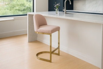 Picture of Kalay 23" Height Bar Stool with Golden Finish Base  for Customized Height Counter Top Only (Pink) 