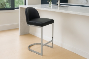 Picture of Kalay 23" Height Bar Stool with Chromed Finish Base for Customized Height Counter Top Only (Black) 