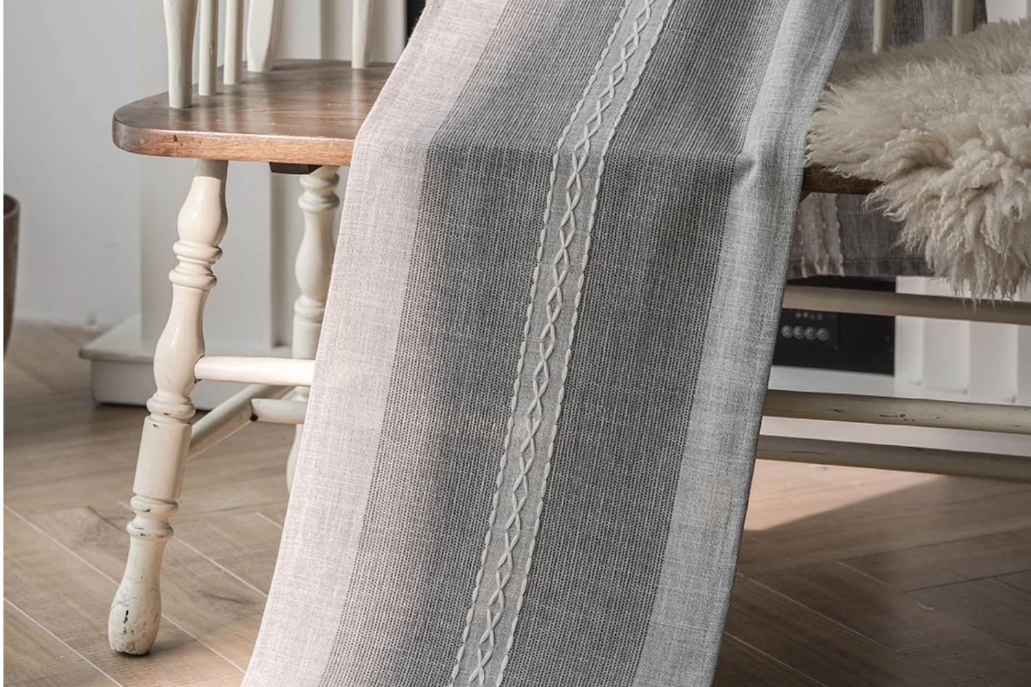 Jacquard Geometric Pattern Table Runner/Bed Runner in 2 Sizes (Grey ...