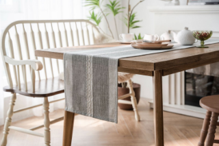 Picture of 376-010 Jacquard Geometric Pattern Table Runner/Bed Runner (Grey) -  94.5"x13"