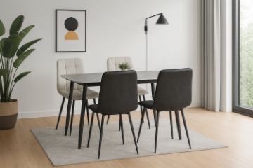 Picture of SAROTO 51" Sintered Stone Top 5PC Dining Set (Matte Grey Table)