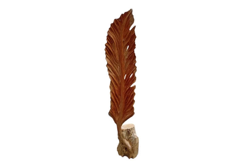 Picture of 650-008 Leaf-Shaped Teak Root Carving Sculpture