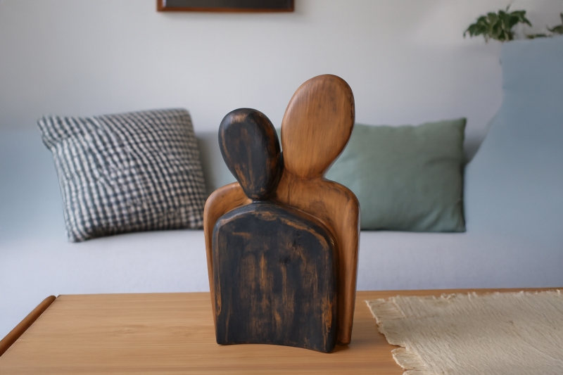 Picture of 650-009 Hand-Carved Teak Root Couple Statue (11.5" x 16")