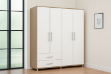 Picture of DUBLIN 4-Door 2-Drawer Wardrobe (White + Oak Color) 