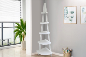 Picture of SOLANUS PYRAMID 5-Tier Corner Bookshelf (Off-White)