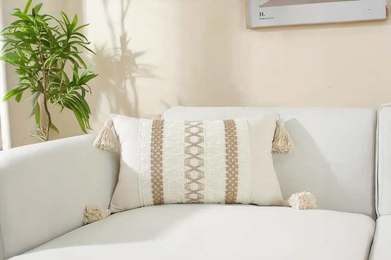 Picture of Bohemian Jacquard Tassels Cushion with Inner (19.5"x12")