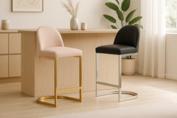 Picture of Kalay 23" Height Bar Stool with Golden Finish Base  for Customized Height Counter Top Only (Pink) 