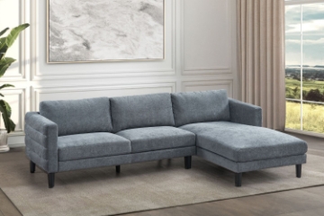 Picture of FINCH Sectional Sofa (Grey) -  Chaise Facing Right with Ottoman