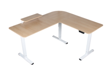 Picture of NEXUS 63" L-Shaped Electric Height-Adjustable Standing Desk with LED Display and USB Charging Port (Oak)
