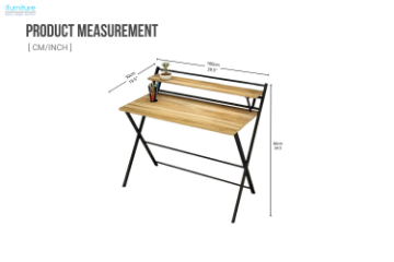 Picture of REIDUN 39.5" Dual-Tier Office Desk with Foldable Top shelf