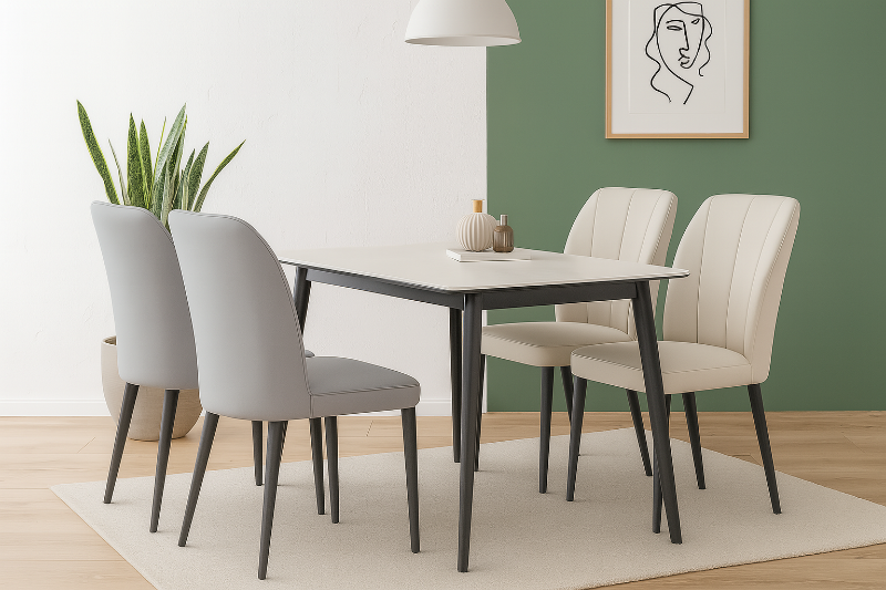 Picture of MIKASA 47" Sintered Stone Top 5PC Dining Set (Crisp-White Table)
