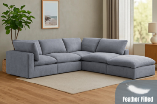 Picture of FAIRFIELD Feather-Filled Sectional Modular Sofa Range - 5PC Big Combo Set (Armlessx2 + Cornerx2 + Ottoman)