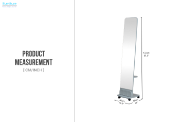 Picture of AURELA H67.5" Movable Mirror With 2-Tier Shelves and Wheels