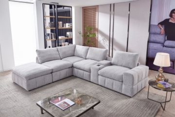 Picture of LUXEON Sectional Modular Sofa Range - 7PC Big Combo Set (LAF Armchair + Armlessx2 + Corner + Console + RAF Armchair + Ottoman)