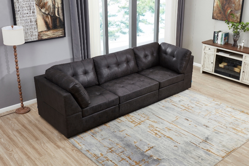 Picture of AUSTEN Foil-Printed Fabric Modular Sectional Sofa Range - 3PC Combo Set (Armlessx1 + Arm Facing Leftx1 + Arm Facing Rightx1)