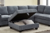 Picture of OSAKA Sectional Sofa with Storage Ottoman, Flip-Back Hidden Cup Holders & USB Port (Grey)