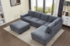 Picture of OSAKA Sectional Sofa with Storage Ottoman, Flip-Back Hidden Cup Holders & USB Port (Grey)