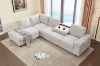 Picture of OSAKA Sectional Sofa with Storage Ottoman, Flip-Back Hidden Console & USB & Type-C Port (Beige)