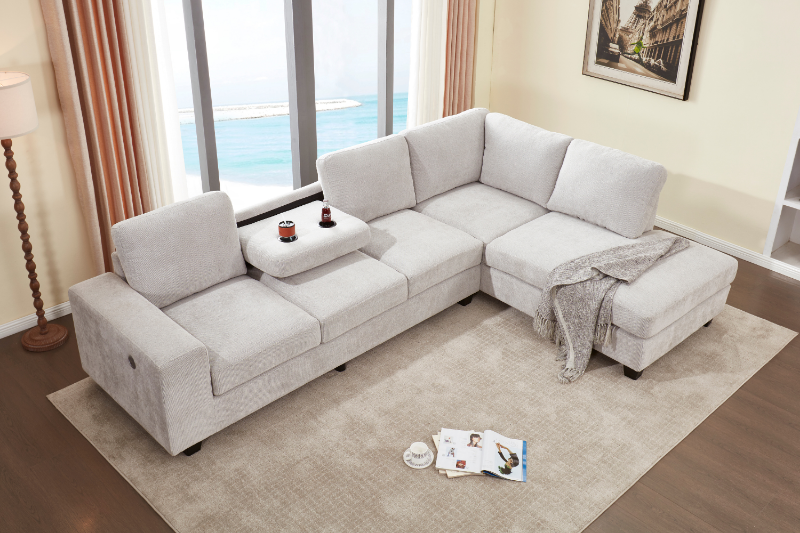 Picture of OSAKA Sectional Sofa (Beige) - Chaise Facing Right without Ottoman