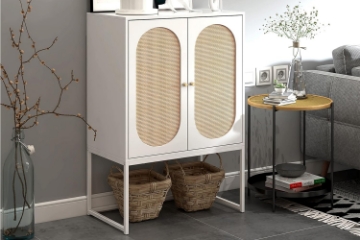 Picture of FRIDA 2-Door Rattan High Sideboard/Storage Cabinet