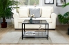 Picture of LINDELL 27.5" Square Tempered Glass Coffee Table with Shelf 