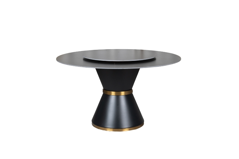Picture of ORBIT 53" Round Black Sintered Stone Dining Table with Lazy Susan
