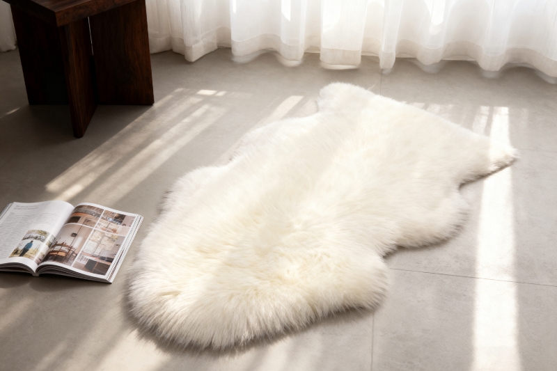 Picture of 388-004 Natural Long Wool Sheepskin Rug - (41.5"x23.5")