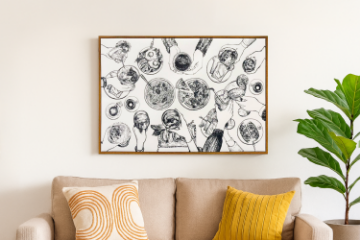 Picture of The Art of Grey Countryside Canvas Painting Wooden Frame Wall Art in 2 Sizes