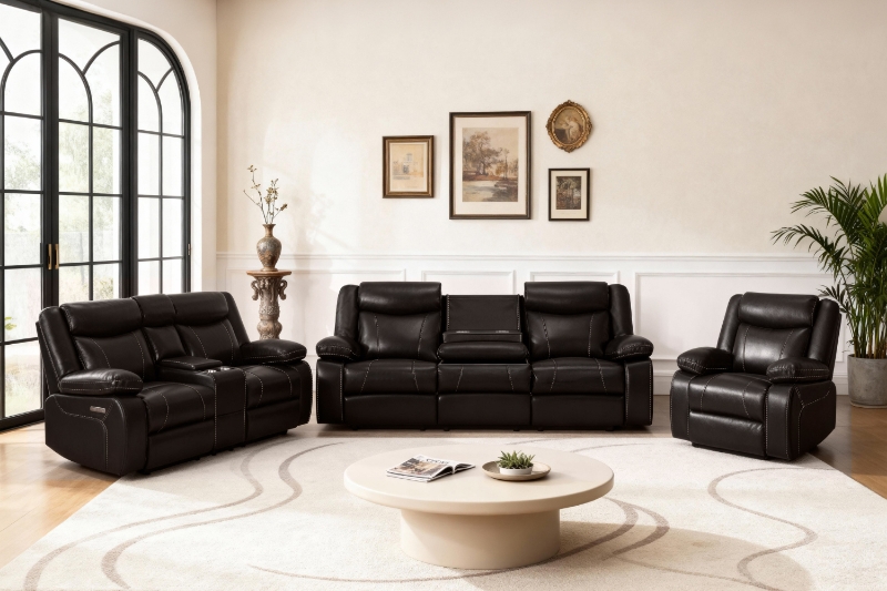 Picture of ZENO Power Reclining Sofa Range with Drop-Down Console & Cup Holders & USB & Type-C Ports