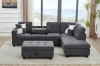 Picture of NEBULA Pro Sectional Sofa with Storage Ottoman & Drop-Down Console & USB & Type-C Port (Dark Grey)