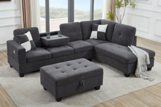 Picture of NEBULA Pro Sectional Sofa with Storage Ottoman (Dark Grey) - Chaise Facing Right