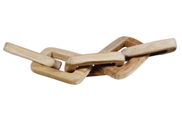 Picture of 655-016 Teak Wood Rectangular 5-Chain Decorative Sculpture (27.5"x5.5")