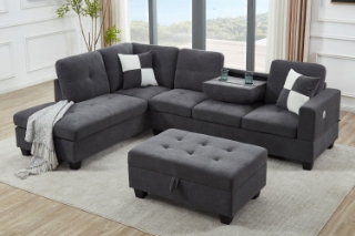 Picture of NEBULA Pro Sectional Sofa with Storage Ottoman (Dark Grey) - Chaise Facing Left