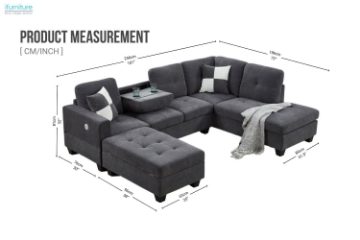 Picture of NEBULA Pro Sectional Sofa with Storage Ottoman (Dark Grey) - Chaise Facing Left