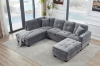 Picture of NEBULA Pro Sectional Sofa with Storage Ottoman & Drop-Down Console & USB & Type-C Port (Misty Grey)