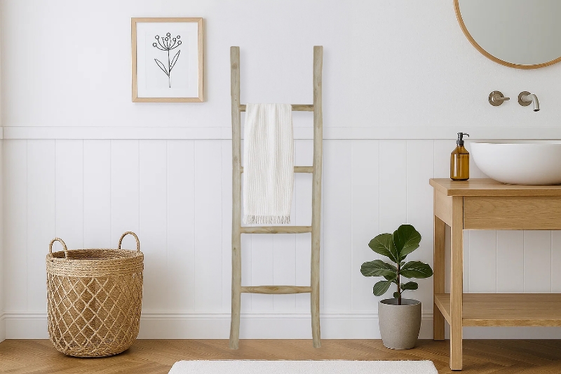 Picture of WILDBRANCH 59" Medium Teak Wood Towel Ladder