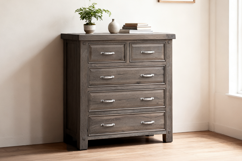 Picture of WESTMINSTER 5-Drawer Solid Oak Chest (Classic Walnut)