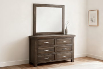 Picture of WESTMINSTER  6-Drawer Solid Oak Dresser with Mirror (Classic Walnut)