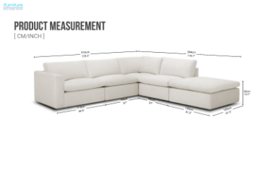Picture of SKYLAR Feather-Filled Chaise Facing Right Sectional Modular Fabric Sofa (Cream)