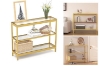 Picture of JOSEF 35.5" Tempered Glass Console Table with 3 Tiers (Golden)