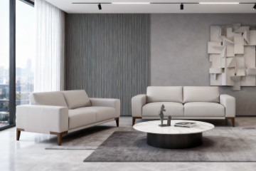 Picture of BAYWOOD 100% Genuine Leather Sofa Range (Light Grey) -3 Seater (Sofa)