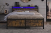 Picture of HOMCOM Platform Bed Frame in Double/Queen Size with Storage Headboard, Charging Station and LED Light